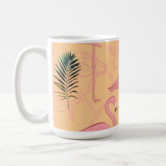 フラミンゴマグゴールデンイエロー&ピンク コーヒーマグカップ (左)