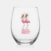 フラミンゴマルディグラスパーティー ステムなしワイングラス (正面)
