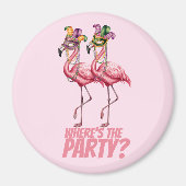 フラミンゴマルディグラスパーティー マグネット (正面)