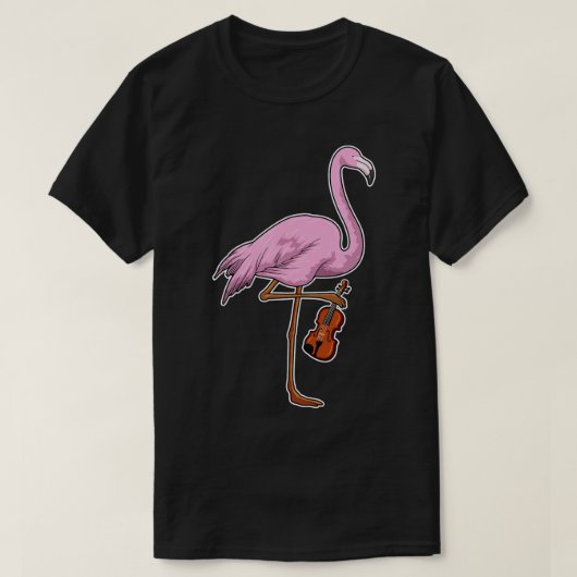 フラミンゴミュージシャンギター音楽 Tシャツ (デザイン正面)