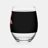 フラミンゴメリークリスマスおもしろいフラミンゴ恋人の贈り物 ステムなしワイングラス (右)