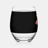 フラミンゴメリークリスマスおもしろいフラミンゴ恋人の贈り物 ステムなしワイングラス (左)