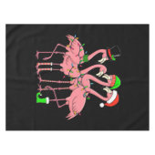 フラミンゴメリークリスマスおもしろいフラミンゴ恋人の贈り物 テーブルクロス (正面(横))