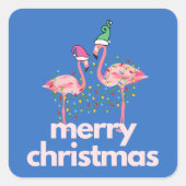 フラミンゴモダンお洒落クリスマスのシール スクエアシール (正面)