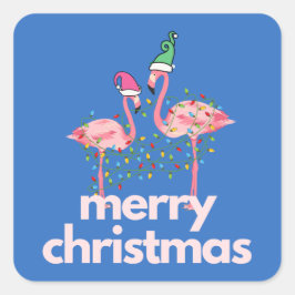 フラミンゴモダンお洒落クリスマスのシール スクエアシール