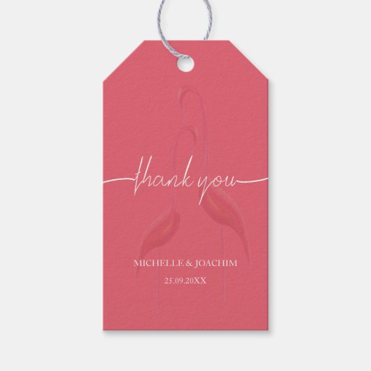 フラミンゴモダンエレガントコーラルレッド ギフトタグ (正面)