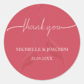 フラミンゴモダンエレガントコーラルレッド ラウンドシール (正面)