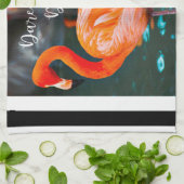 フラミンゴモダン白黒ストライプスクリプト引用文 キッチンタオル (折り畳み)