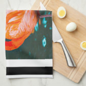 フラミンゴモダン白黒ストライプスクリプト引用文 キッチンタオル (四つ折り)