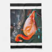 フラミンゴモダン白黒ストライプスクリプト引用文 キッチンタオル (縦)