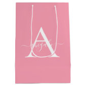 フラミンゴモノグラムのピンク |ミニマルエレガントリスト ミディアムペーパーバッグ (裏面)