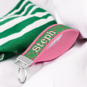 フラミンゴモノグラムの名門私立校風のキーチェーン リストバンドキーホルダー