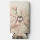 フラミンゴモノグラムパーソナライズされた スリム缶クーラー (正面)