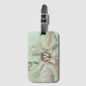 フラミンゴモノグラムパーソナライズされた ラゲッジタグ (正面縦)