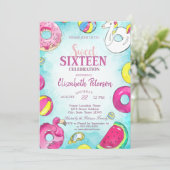 フラミンゴユニコーンサマープールスウィート16パーティー 招待状 (スタンド正面)