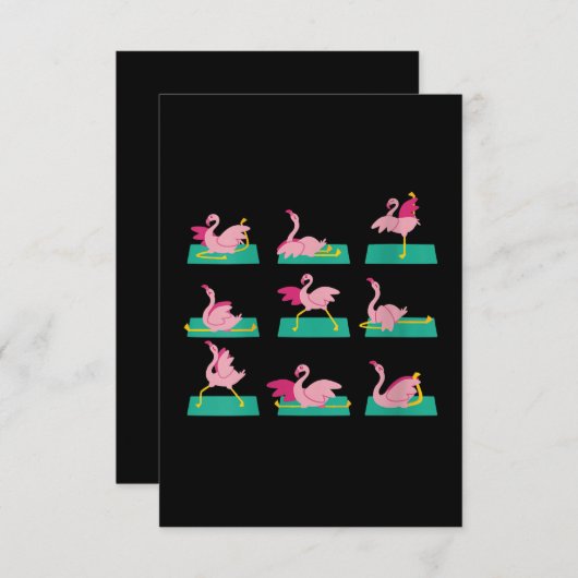 フラミンゴヨガポーズメディテーショントレーニングエクササイズ エンクロージャーカード (正面/裏面)