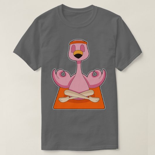 フラミンゴヨガ瞑想フィットネス Tシャツ (デザイン正面)