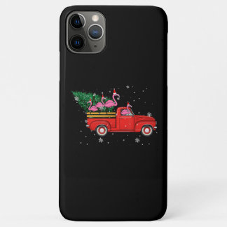フラミンゴライディングレッドトラッククリスマスサンタハットクリスマス iPhone 11 PRO MAXケース