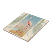 フラミンゴラグヴィンテージ熱帯鳥 タイル (側面)