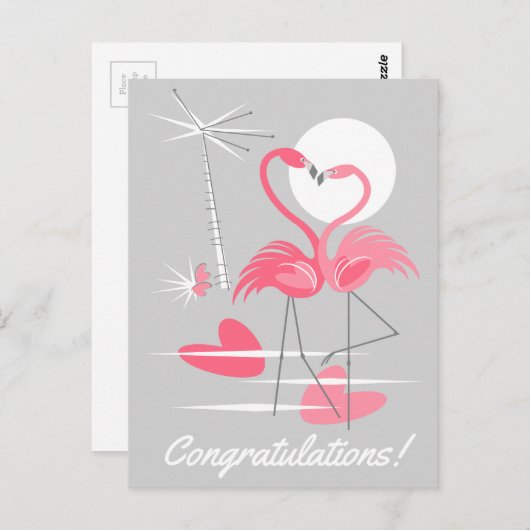 フラミンゴラブおめでとう! ポストカード風景 ポストカード (正面/裏面)