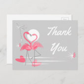フラミンゴラブサイドサンキューポストカードランドスケープ ポストカード (正面/裏面)