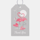 フラミンゴラブサンキュー文字バックグレーギフトラベル ギフトタグ (正面)