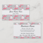 フラミンゴラブタイリング白ストライプ名刺 名刺 (正面/裏面)