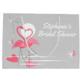 フラミンゴラブブライダルシャワー抱き枕大 ラージペーパーバッグ (裏面)