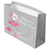 フラミンゴラブブライダルシャワー抱き枕大 ラージペーパーバッグ (裏面アングル)