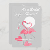 フラミンゴラブブライダルシャワー縦 招待状 (正面/裏面)