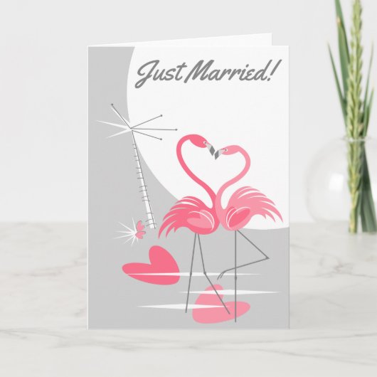 フラミンゴラブラージムーンたった今結婚しました! 案内状 (正面)