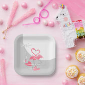 フラミンゴラブラージムーンスクエア ペーパープレート (パーティー)