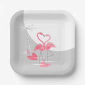 フラミンゴラブラージムーンスクエア ペーパープレート (正面)