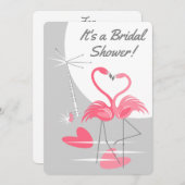 フラミンゴラブラージムーンブライダルシャワー縦 招待状 (正面/裏面)