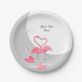 フラミンゴラブラージムーン文字紙プレート ペーパープレート (正面)