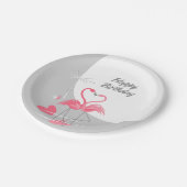 フラミンゴラブラージムーン誕生日紙プレート ペーパープレート (アングル)