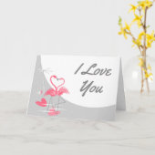 フラミンゴラブラージムーンI love You文字風景 カード (黄色い花)