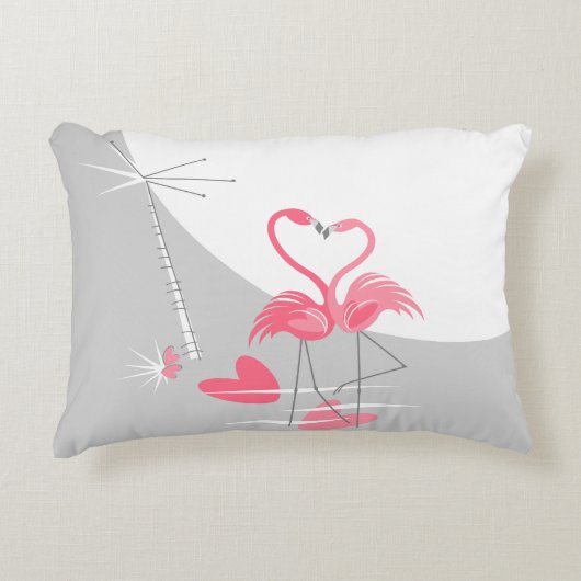 フラミンゴラブ大月灰色バックアクセント アクセントクッション (正面)
