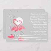 フラミンゴラブ結婚式招待状風景 招待状 (正面/裏面)