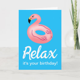 フラミンゴリラックスプールフロートあなたの誕生日 カード