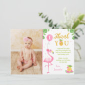 フラミンゴルアウ（ハワイ式宴会）第1誕生日サンキューカード 招待状 (スタンド正面)