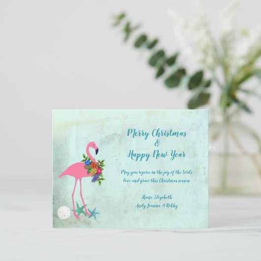 フラミンゴレジョイスグランジクリスマス葉書 シーズンポストカード (スタンド正面)