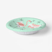 フラミンゴレトログリーンハッピーバースデー ペーパーボウル (傾斜あり)