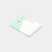 フラミンゴレトログリーン文字ノート ポストイット (アングル)