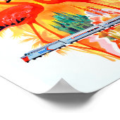 フラミンゴヴィンテージフロリダ旅行ポスター ポスター (角)