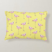 フラミンゴ公園のピンクおよび黄色いフラミンゴのクッション アクセントクッション (裏面)