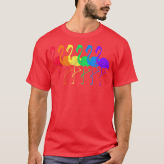 フラミンゴ動揺してレインボーLGBT  Tシャツ