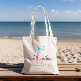 フラミンゴ名テンプレート ブライズメイド ギフト トートバッグ