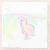 フラミンゴ喜び ガラスコースター (裏面)