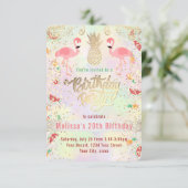 フラミンゴ夏の熱帯誕生日 招待状 (スタンド正面)